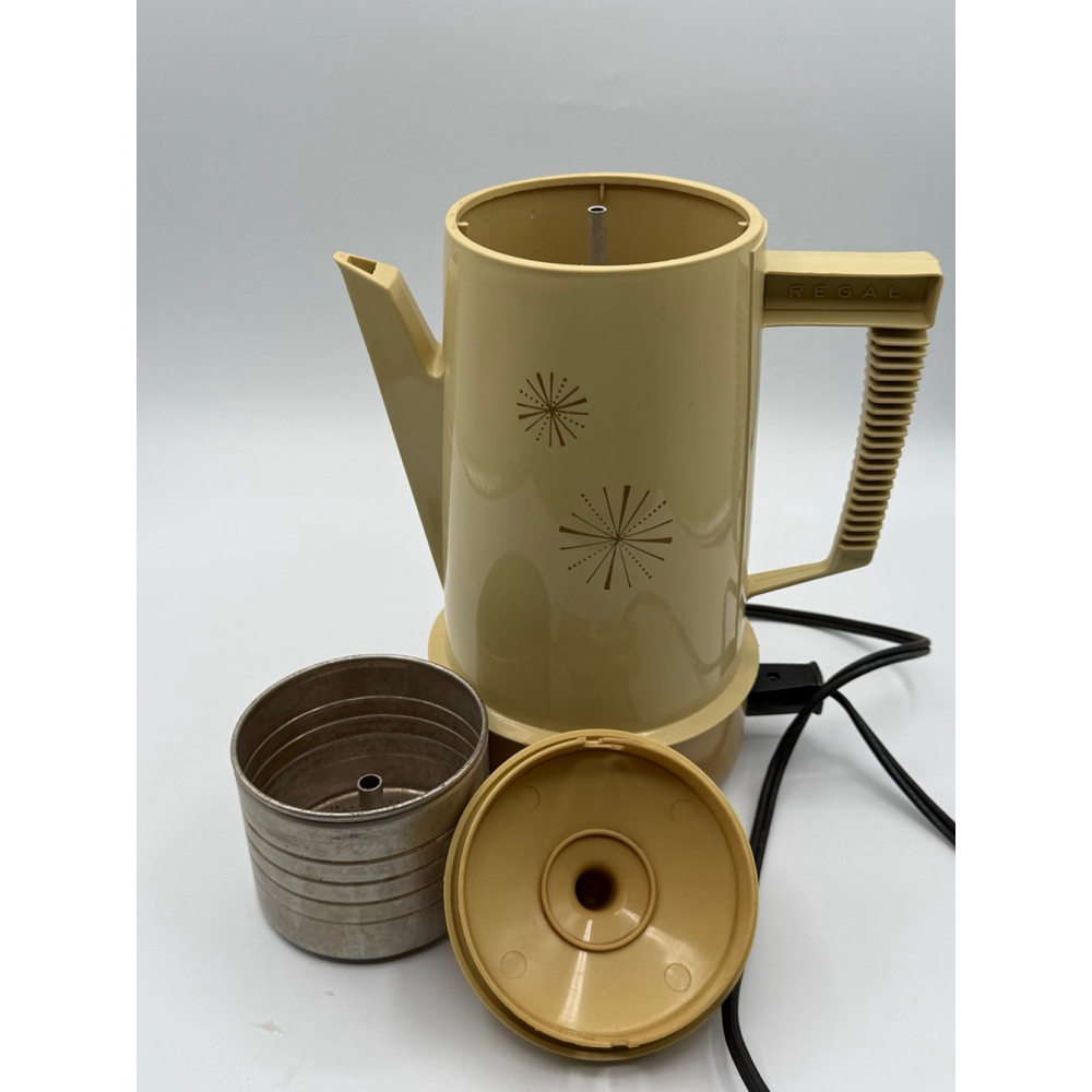 Vintage Regal Poly Perk Electric Coffee Percolator 4–8 Cup Atomic Starburst MCM - Picture 4 of 8